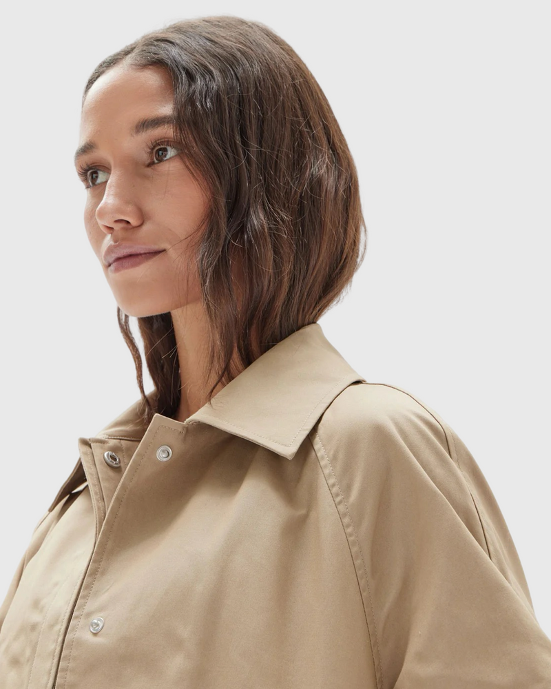 Waxed Cotton Car Coat Light Khaki