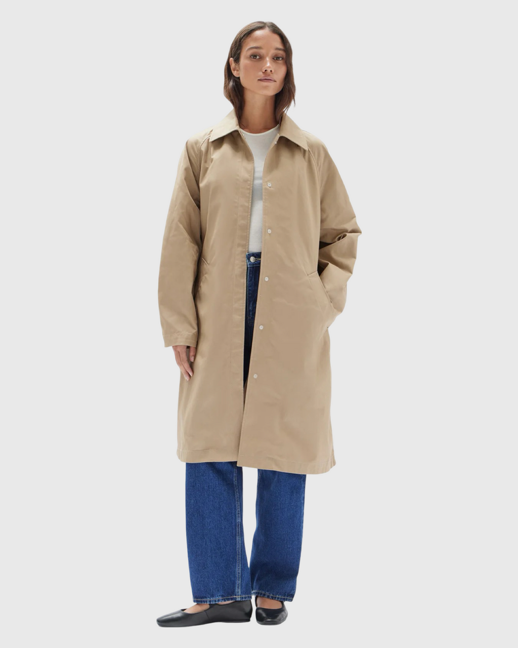 Waxed Cotton Car Coat Light Khaki